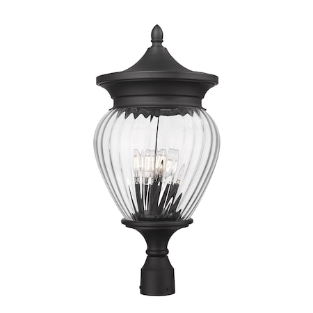 Z-Lite Davina 4 Light Outdoor Post Mount Fixture, 12in. W x 25.25in. H, Black 5016PHBR-BK